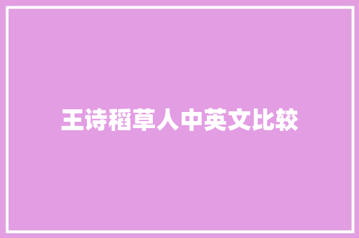 王诗稻草人中英文比较 休闲娱乐
