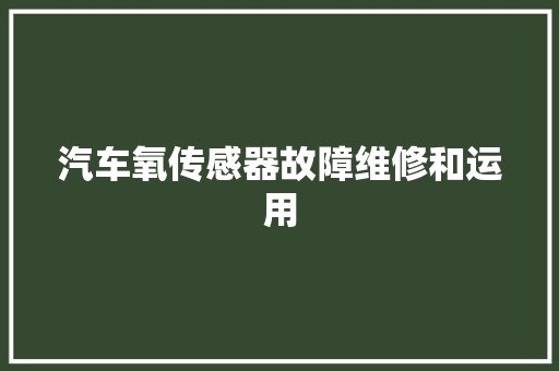汽车氧传感器故障维修和运用 汽车知识