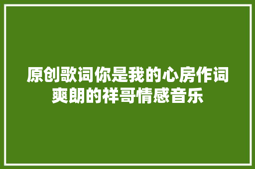 原创歌词你是我的心房作词爽朗的祥哥情感音乐 休闲娱乐