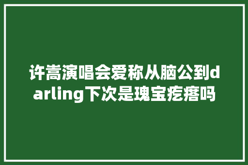 许嵩演唱会爱称从脑公到darling下次是瑰宝疙瘩吗 休闲娱乐