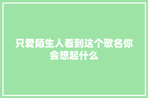 只爱陌生人看到这个歌名你会想起什么 休闲娱乐
