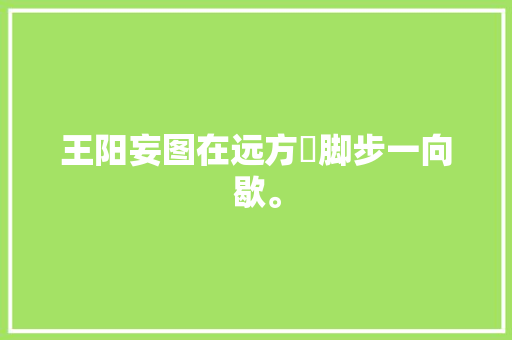 王阳妄图在远方‌脚步一向歇。