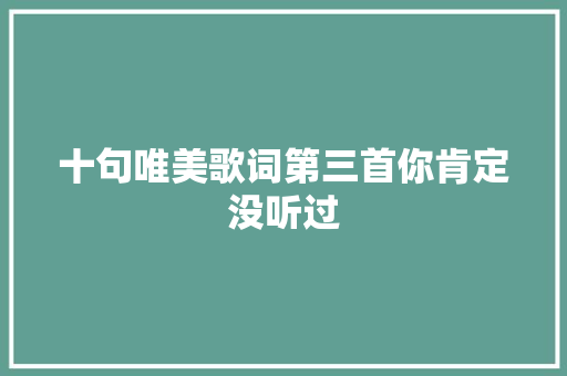 十句唯美歌词第三首你肯定没听过