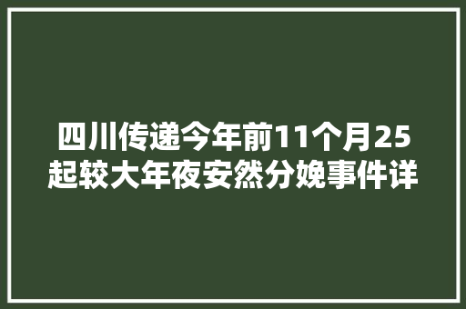 四川传递今年前11个月25起较大年夜安然分娩事件详情