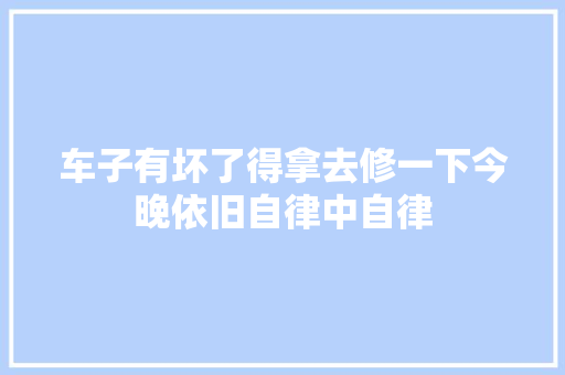 车子有坏了得拿去修一下今晚依旧自律中自律 汽车知识