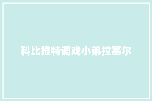 科比推特调戏小弟拉塞尔  第1张
