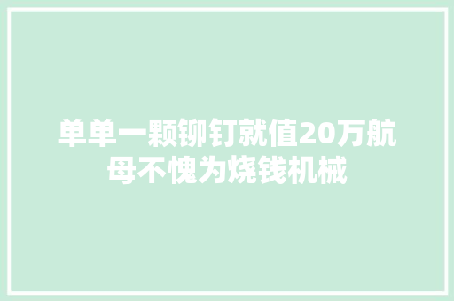 单单一颗铆钉就值20万航母不愧为烧钱机械  第1张