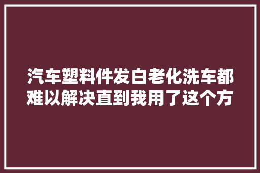 汽车塑料件发白老化洗车都难以解决直到我用了这个方法