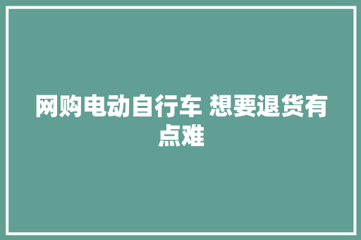 网购电动自行车 想要退货有点难 汽车知识