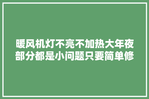 暖风机灯不亮不加热大年夜部分都是小问题只要简单修一下就能解决  第1张
