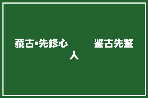 藏古•先修心  鉴古先鉴人 第1张