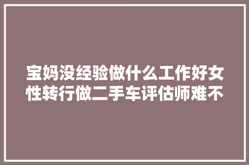 宝妈没经验做什么工作好女性转行做二手车评估师难不难  第1张