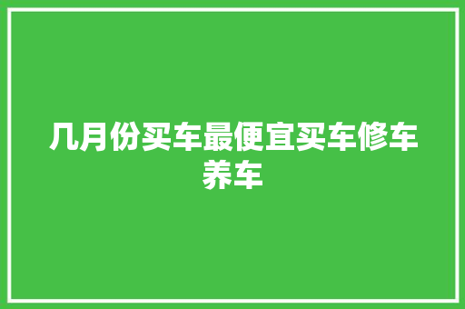 几月份买车最便宜买车修车养车