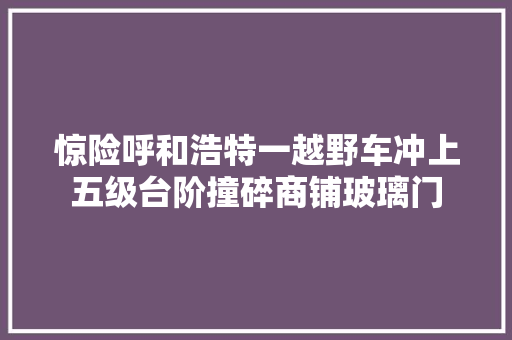 惊险呼和浩特一越野车冲上五级台阶撞碎商铺玻璃门  第1张