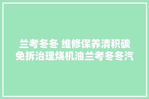 兰考冬冬 维修保养清积碳免拆治理烧机油兰考冬冬汽修 汽车知识