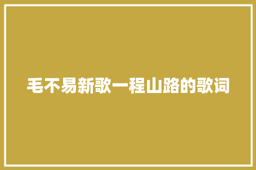 毛不易新歌一程山路的歌词 休闲娱乐