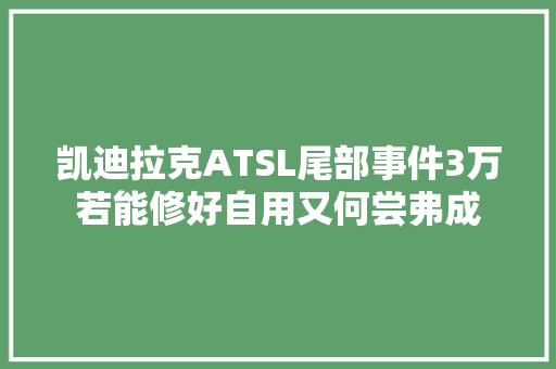 凯迪拉克ATSL尾部事件3万若能修好自用又何尝弗成 汽车知识