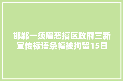 邯郸一须眉恶搞区政府三新宣传标语条幅被拘留15日 汽车知识