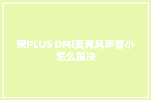 宋PLUS DMi麦克风声音小怎么解决