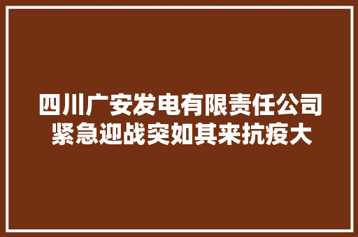 四川广安发电有限责任公司 紧急迎战突如其来抗疫大年夜考