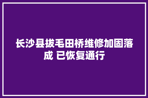 长沙县拔毛田桥维修加固落成 已恢复通行 汽车知识