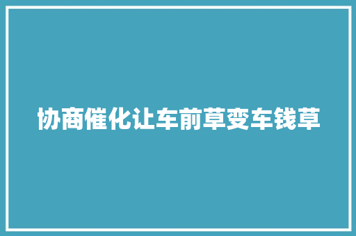 协商催化让车前草变车钱草 汽车知识