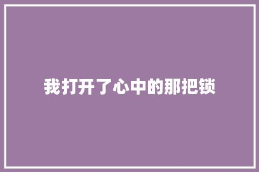 我打开了心中的那把锁