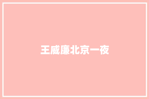 王威廉北京一夜 休闲娱乐