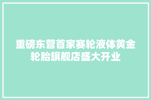 重磅东营首家赛轮液体黄金轮胎旗舰店盛大开业 汽车知识