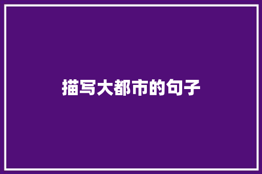 描写大都市的句子 知识百科