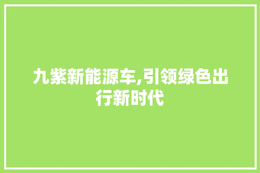 九紫新能源车,引领绿色出行新时代 汽车知识