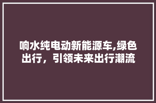 响水纯电动新能源车,绿色出行，引领未来出行潮流 汽车知识
