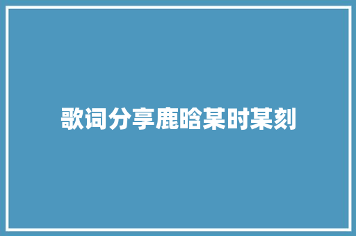歌词分享鹿晗某时某刻 休闲娱乐