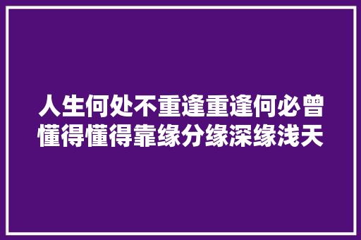 人生何处不重逢重逢何必曾懂得懂得靠缘分缘深缘浅天注定