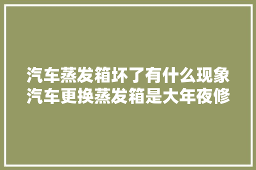 汽车蒸发箱坏了有什么现象汽车更换蒸发箱是大年夜修吗 汽车知识