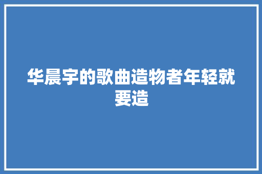 华晨宇的歌曲造物者年轻就要造 休闲娱乐