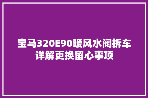 宝马320E90暖风水阀拆车详解更换留心事项 汽车知识