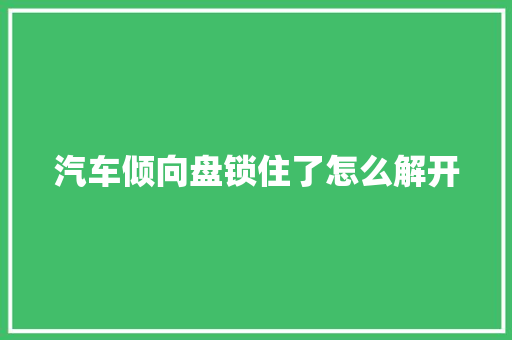 汽车倾向盘锁住了怎么解开 汽车知识
