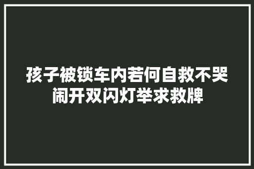 孩子被锁车内若何自救不哭闹开双闪灯举求救牌 汽车知识
