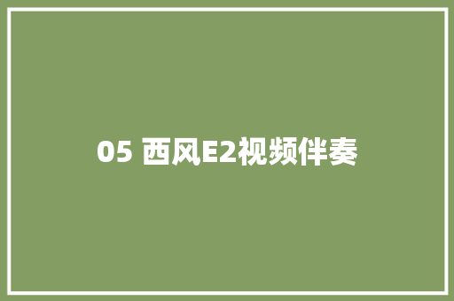 05 西风E2视频伴奏 休闲娱乐